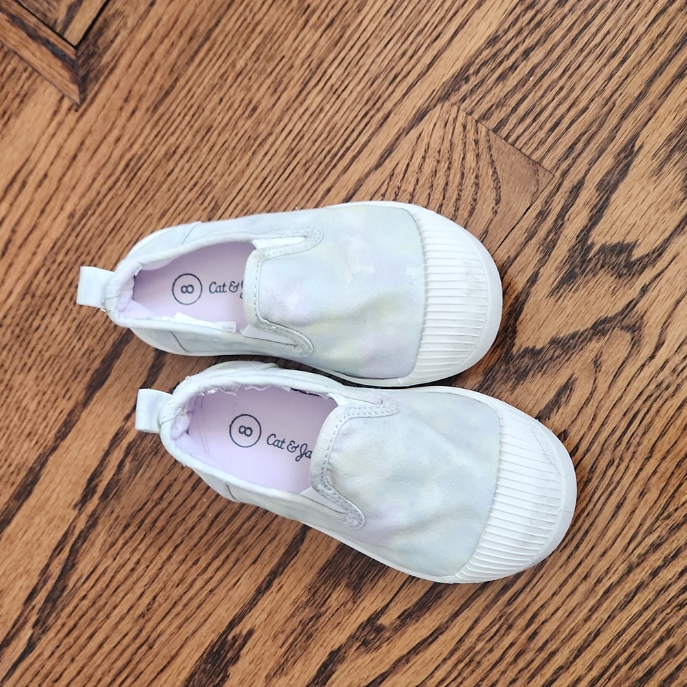 Cat and Jack size 8 tie dye slip-ons